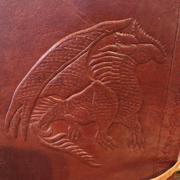 Leather Bound Handmade Journal Notebook Embossed Dragon Pulp - Picture 2 of 7